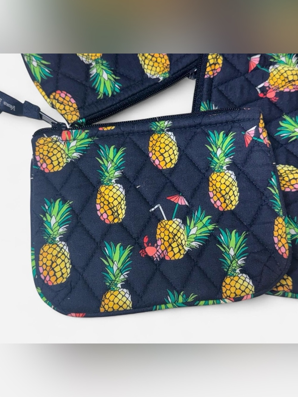 NWT Vera Bradley Pineapple and Toucan Cosmetic Zipper Pouch Trio - Picture 3 of 7